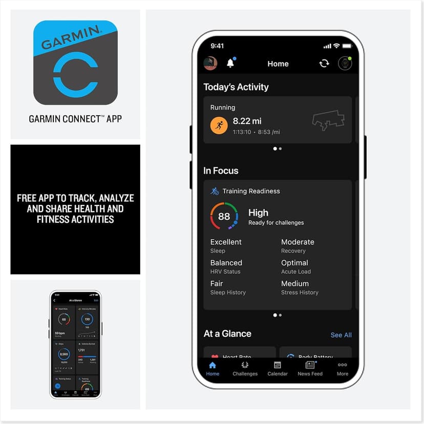 Garmin Forerunner® 970, Premium GPS Running and Triathlon Smartwatch, AMOLED Display, Built-in LED Flashlight, Carbon Gray DLC Titanium with Black Case and Black/Translucent Whitestone Band