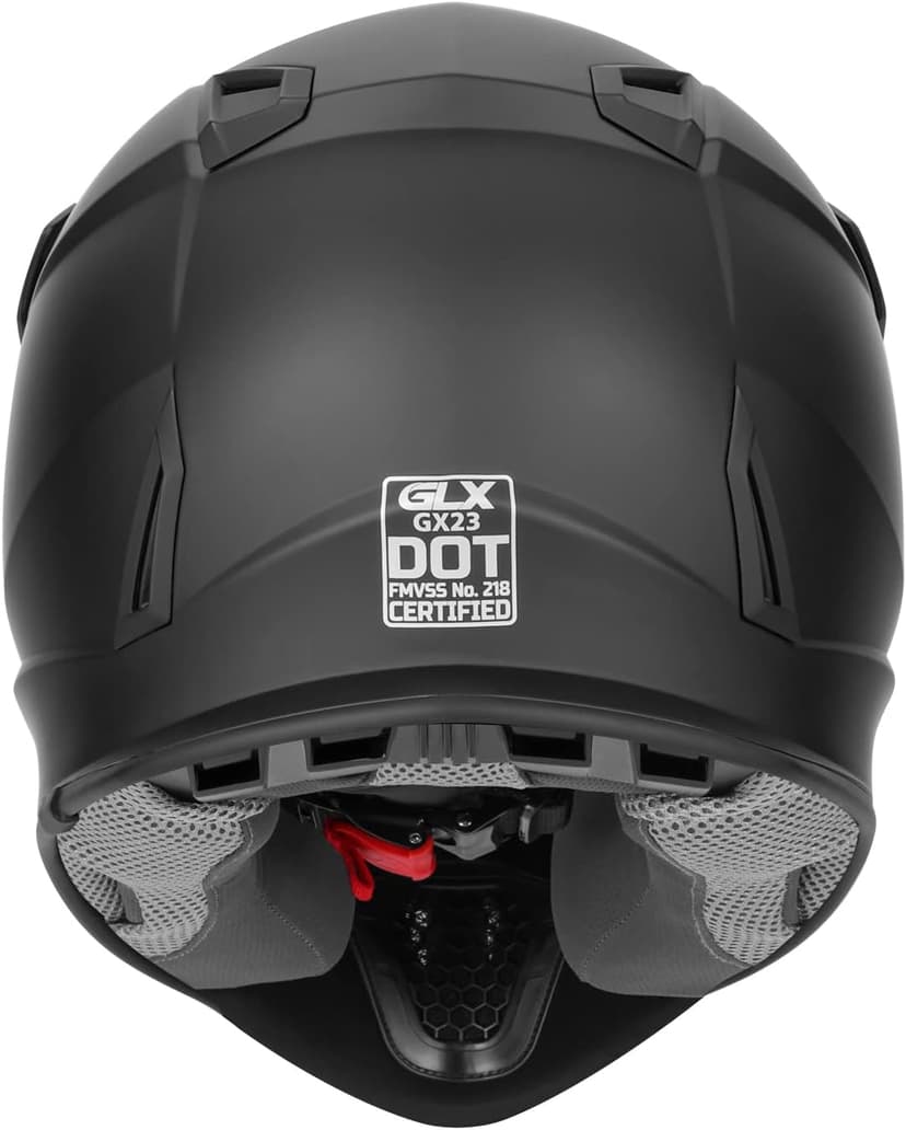 GLX GX23 Dirt Bike/Motocross Helmet - Matte Black, Large - DOT Approved