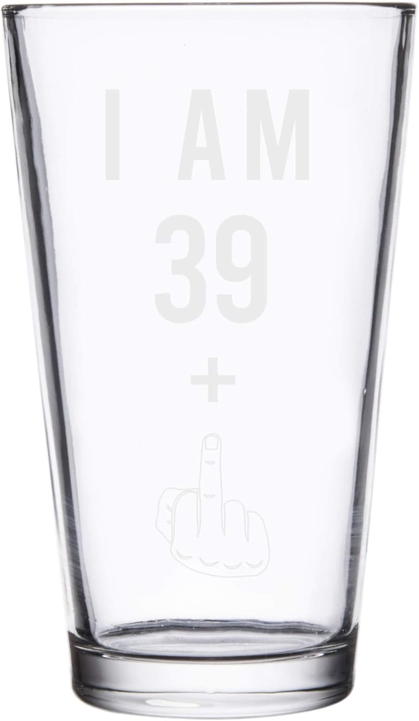 39 + One Middle Finger 40th Birthday Gifts for Men Women Beer Glass – Funny 40 Year Old Presents - 16 oz Pint Glasses Party Decorations Supplies - Craft Beers Gift Ideas for Dad Mom Husband Wife 40 th