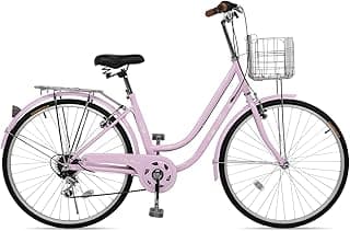 26" Beach Cruiser Bike, Commuter Bicycle, 7 Speed/Linear Pull Brakes/Widen Seat Men & Women Bike, Adult and Teens Bicycle for Urban Commuter