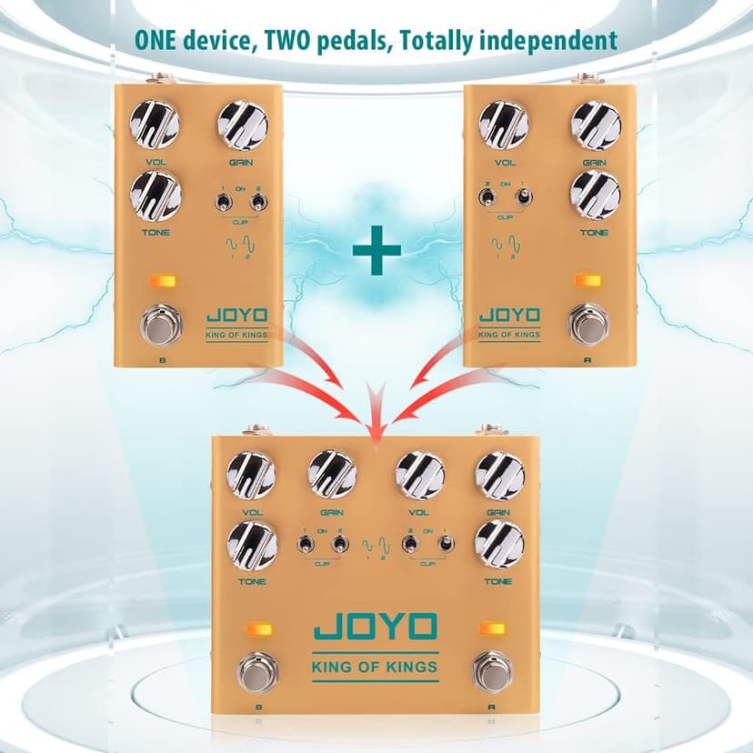 JOYO Dual Crunch Pure Analog Circuit Overdrive Effect Pedal with Independent Clipping for Electric Guitar - True Bypass (King of Kings R-20)