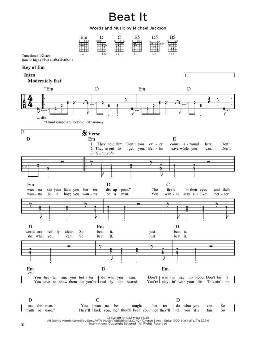 First 50 Songs You Should Play on Electric Guitar | Rock Guitar Tab Songbook for Beginners and Intermediate Players | Learn Classic Rock Riffs Solos and Chords from Nirvana Metallica Queen and More