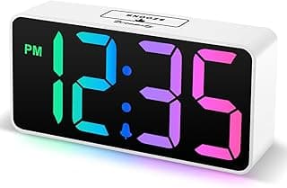 DreamSky Super Loud Alarm Clock for Heavy Sleepers - RGB Small Digital Clock for Kids Bedroom Bedside Nightstand, Electric Desk Clock with Large Number, Dimmer, Adjustable Volume, USB-C Powered