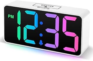 DreamSky Super Loud Alarm Clock for Heavy Sleepers - RGB Small Digital Clock for Kids Bedroom Bedside Nightstand, Electric Desk Clock with Large Number, Dimmer, Adjustable Volume, USB-C Powered