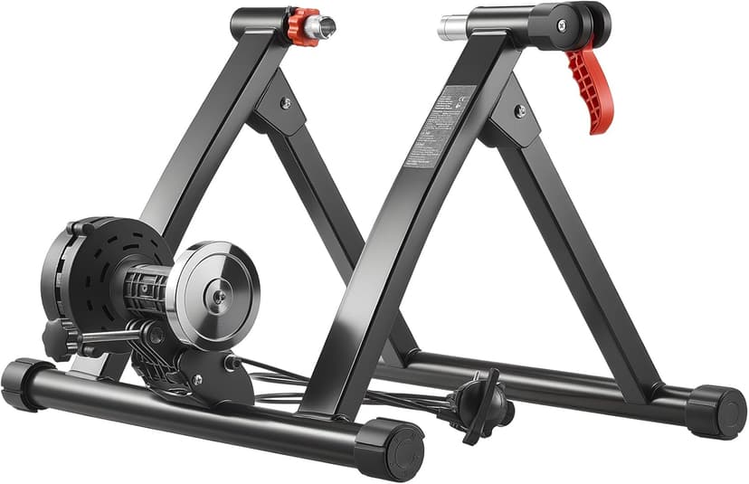 VEVOR Bike Trainer, 6 Level Resistance, 26-29 in & 700C Wheels, Foldable Magnetic Bicycle Stationary Stand for Indoor Exercise Riding with Quick Release Skewer & Front Wheel Riser Block for Road Bikes