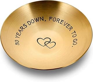 50th Anniversary Day Gifts for Couple Wedding Anniversary Day Gifts for Wife Gold Anniversarys Day Gift for Parents Mothers Day Gift for Grandma Gold Anniversarys Decoration Valentine Jewelry Tray