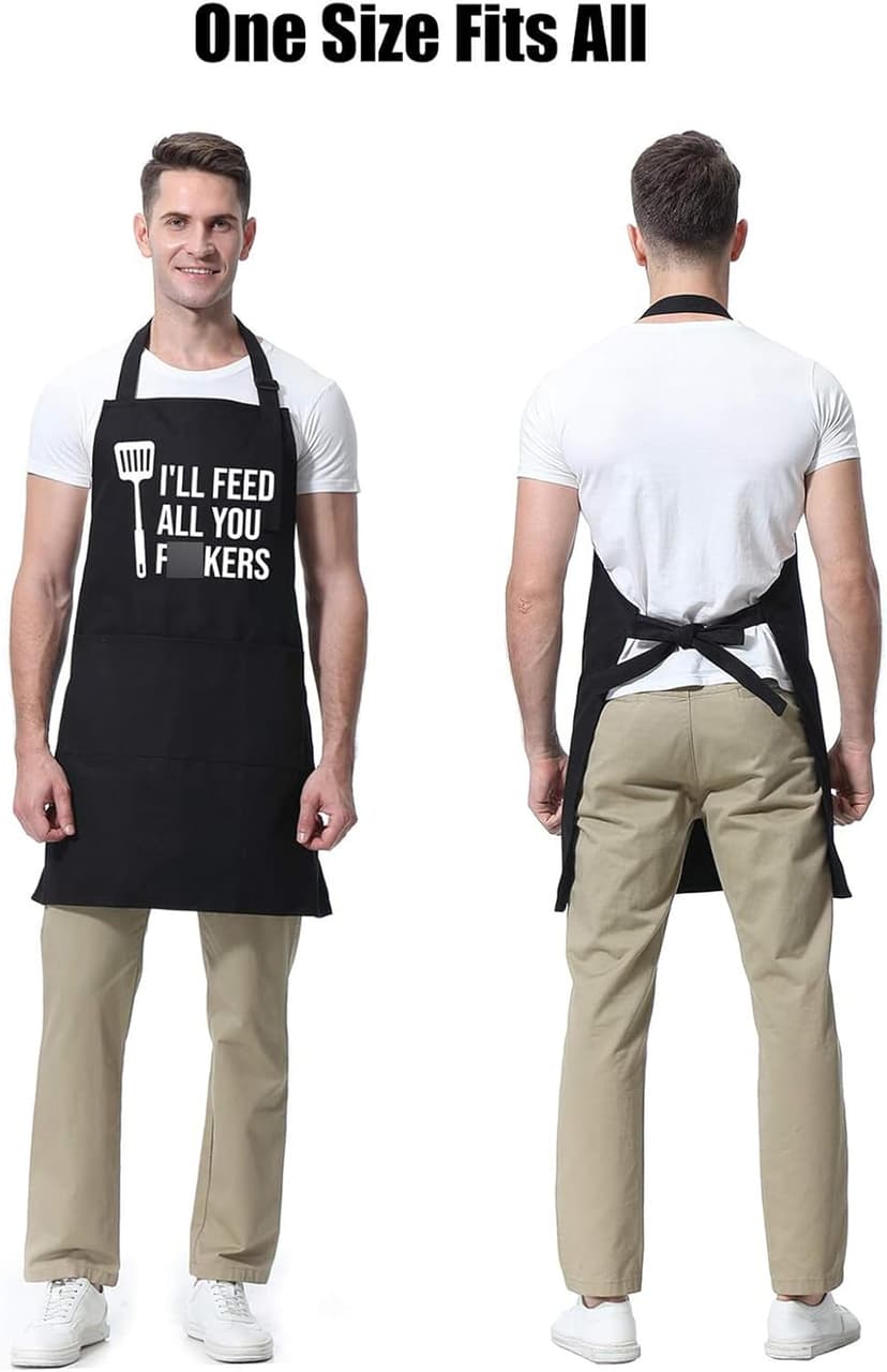 Miracu Funny Cooking Aprons for Men Women, Funny Dad Gifts for Mens Father, Mom - Fathers Christmas, Birthday Gifts for Dad Step Brother Boyfriend Husband, Cool BBQ Grilling Kitchen Chef Apron