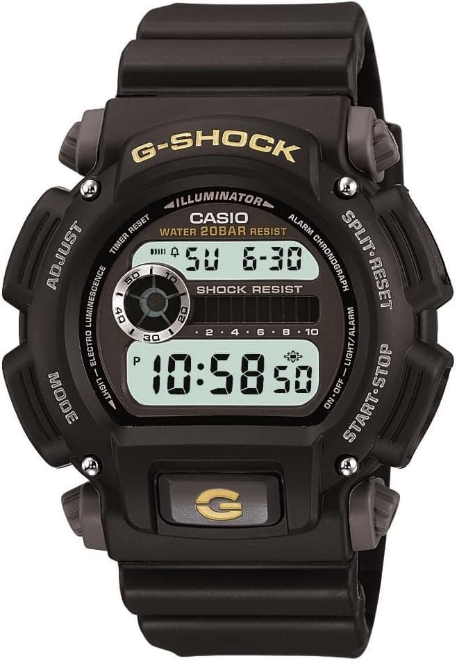 G-Shock Casio DW9052 Series | Men’s Digital Watch | G-SHOCK | Black/Black | 1/100 SEC Stop Watch | Countdown Timer | LED Light | 200M WR | Shock Resistant | Multi Alarm | Auto Calendar | Dual Time | 2 Yr Batt