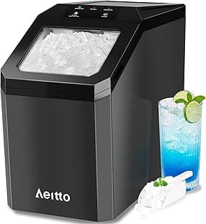 Aeitto Nugget Ice Maker Countertop, 55lbs/Day, Rapid Ice Release in 5 Mins, Large Capacity Chewable Ice Maker, Self-Cleaning with Stainless Steel Housing Ice Machine for Home Office and Party, Black