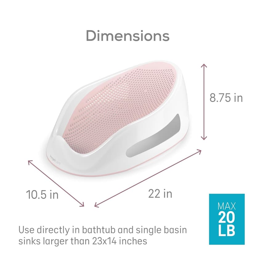 Angelcare Baby Bath Support (Pink) | Ideal for Babies Less than 6 Months Old