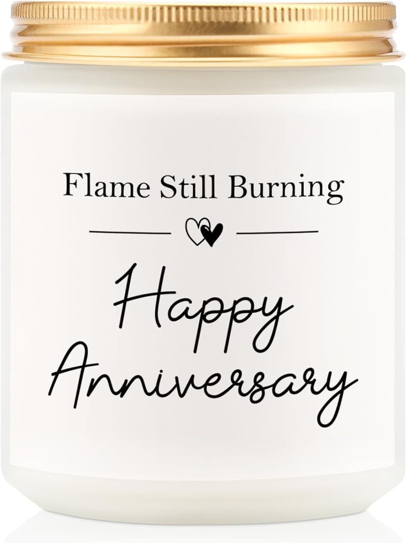Happy Anniversary Couple Gifts - 10th, 25th, 40th, 50th Wedding Anniversary Candle Gifts for Him, Her, Husband, Wife - 7oz Lavender Soy Wax Scented Candle
