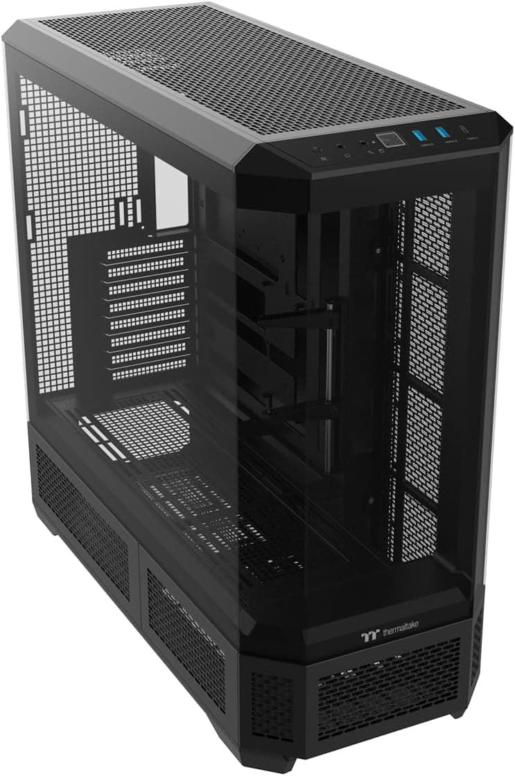 Thermaltake View 600 TG; Full Tower; 420mm Radiator Support; 480mm GPU Clearance; Hidden Connector Support; Rotatable PCIe Slots; 220mm PSU Clearance; Black; CA-11H-00F1WN-00