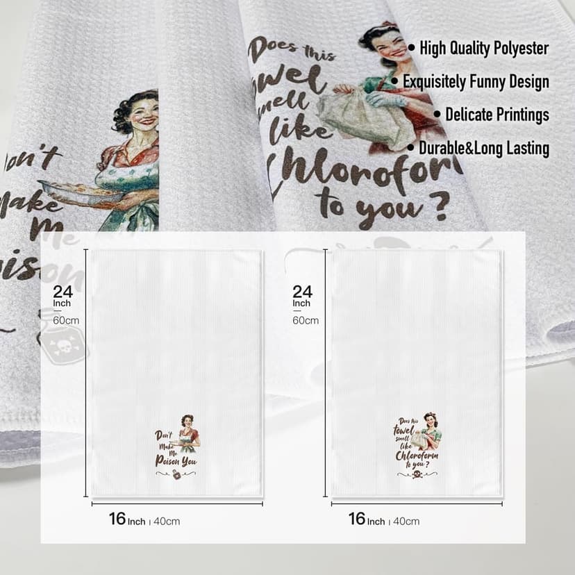 Kitchen Towels,Funny Joked Themed Dishcloth,16 * 24,2Pack,Microfiber Bar Towel,Hilarious Hand Towels,High Absorbent Dish Towels,Best Gifts for Hostess New Home Mom Women Housewarming