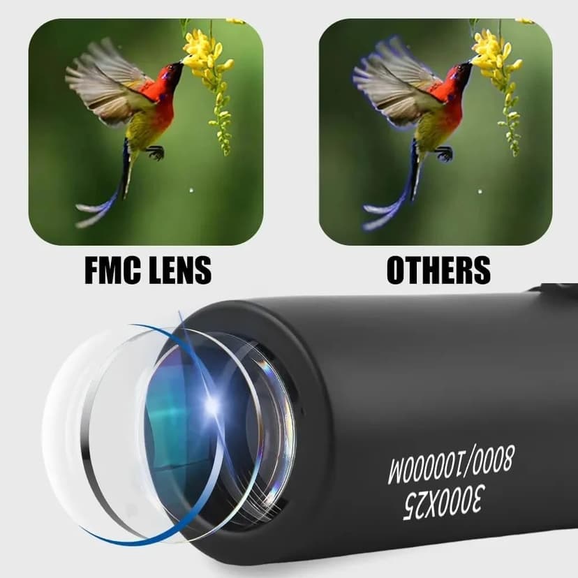 Portable Binoculars, 3000x25 Long-Focus HD Professional Monocular for Adults, Suitable for Outdoor Camping and Hunting (Black)