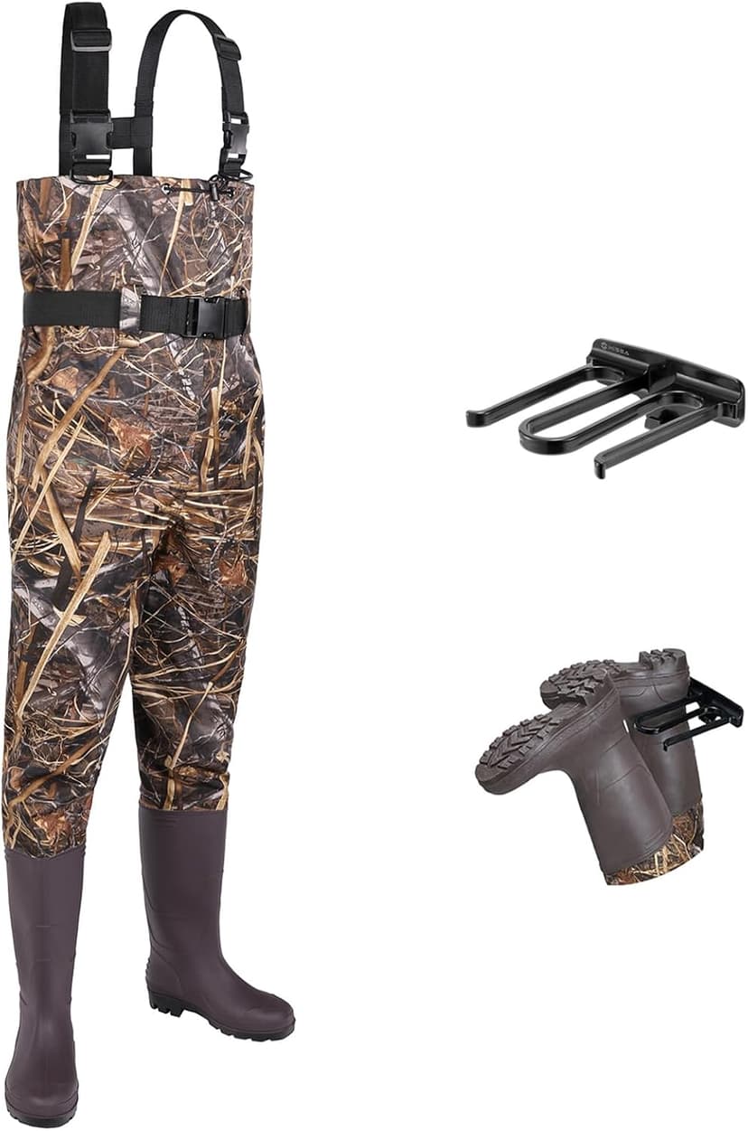 FISHINGSIR Fishing Waders for Men, 2-Ply Nylon/PVC Waterproof Women Chest Wader with Boots, Bootfoot Hunting Waders