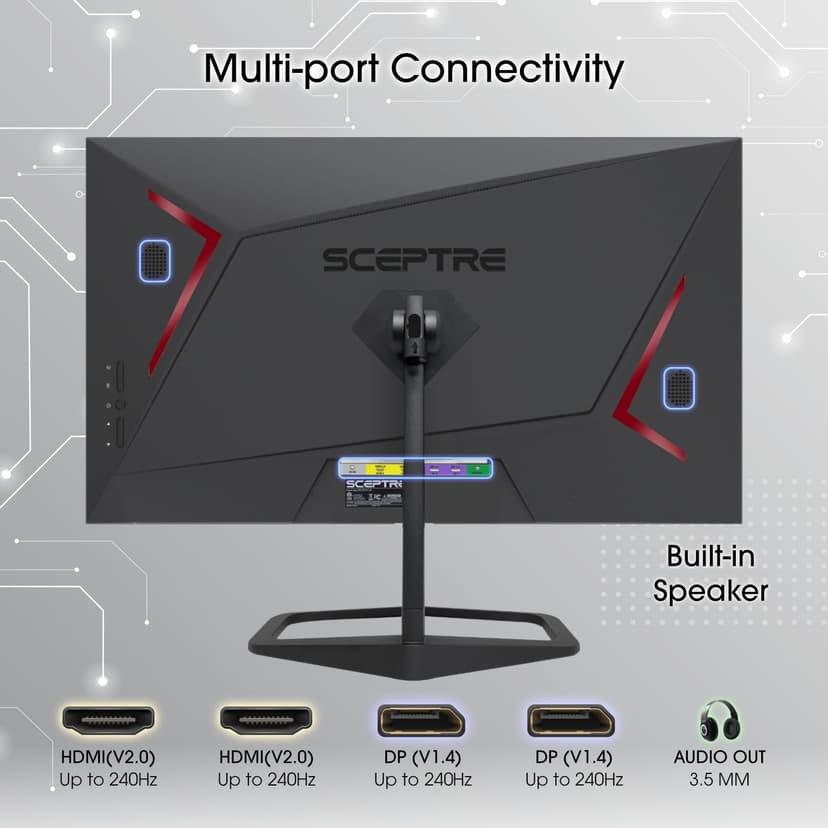New! Sceptre 24.5-inch Gaming Monitor 240Hz 1ms DisplayPort x2 HDMI x2 100% sRGB AMD FreeSync Premium Build-in Speakers, Machine Black 2026 (E255B-FWD240 Series)
