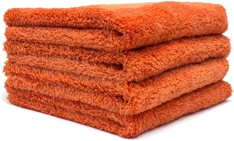 Autofiber Korean Plush Premium Edgeless Microfiber Detailing Towels (16"x16") 4-Pack (Orange)