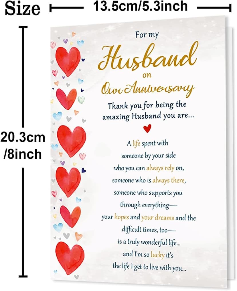 Romantic Anniversary Card for Husband, Funny Anniversary Card Gifts from Wife, Sweet Wedding Day Gifts for Husband