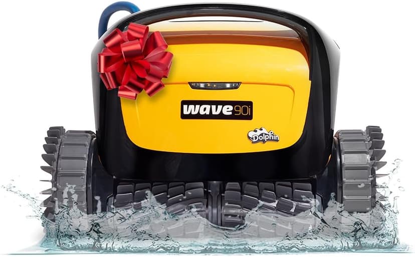 Dolphin Wave 90i Wi-Fi Automatic Robotic Pool Vacuum Cleaner Includes Caddy, Wall Climbing Scrubber Brush, Top Load Filters, Ideal for Commercial Pools up to 78 FT in Length