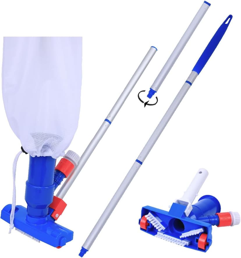 Jet Vacuum W/ 6 Section Poles of 57" for Frame Aboveground/Inflatable Pool Spa, No Electric Power Needed, Use Garden Hose Water Pressure to Vacuum (A Telescopic Pole Can Be Used with This Vacuum)