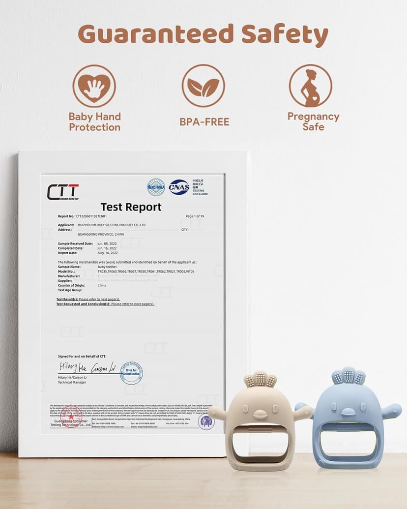 2 Pack Baby Teething Toy Silicone Teething Mitten for Babies Over 3 Months Anti Dropping Wrist Hand Teethers Baby Chew Toys for Sucking Needs, BPA Free (Blue & Caramel)