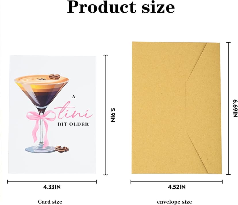 Espresso Martini Birthday Card-Funny Coffee & Cocktail Greeting Card for Women Best Friend Sister Daughter Wife-A Tini Bit Older Birthday Gift 21st 25th 30th (White-Tini)