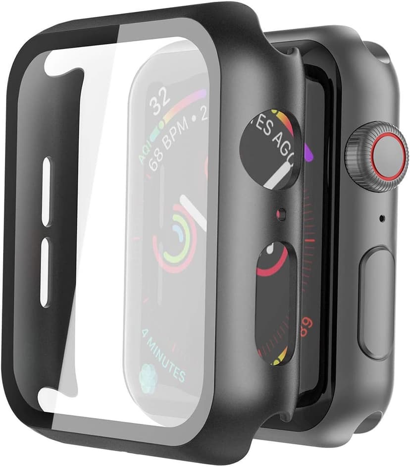 Misxi 2 Pack Hard PC Case with Tempered Glass Screen Protector Compatible with Apple Watch SE 3 (2025) SE 2 SE Series 6 Series 5 Series 4 44mm, Black