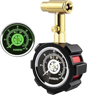 Schrader and Presta Bicycle Tire Pressure Gauge 60 PSI / 4 Bar, Tire Air Pressure Gauge Luminous Dial, Suitable for Car, Motorcycle, Bike, SUV