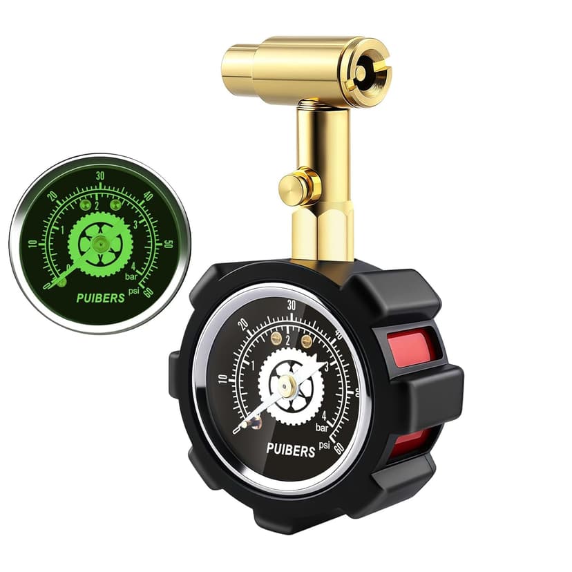 Schrader and Presta Bicycle Tire Pressure Gauge 60 PSI / 4 Bar, Tire Air Pressure Gauge Luminous Dial, Suitable for Car, Motorcycle, Bike, SUV
