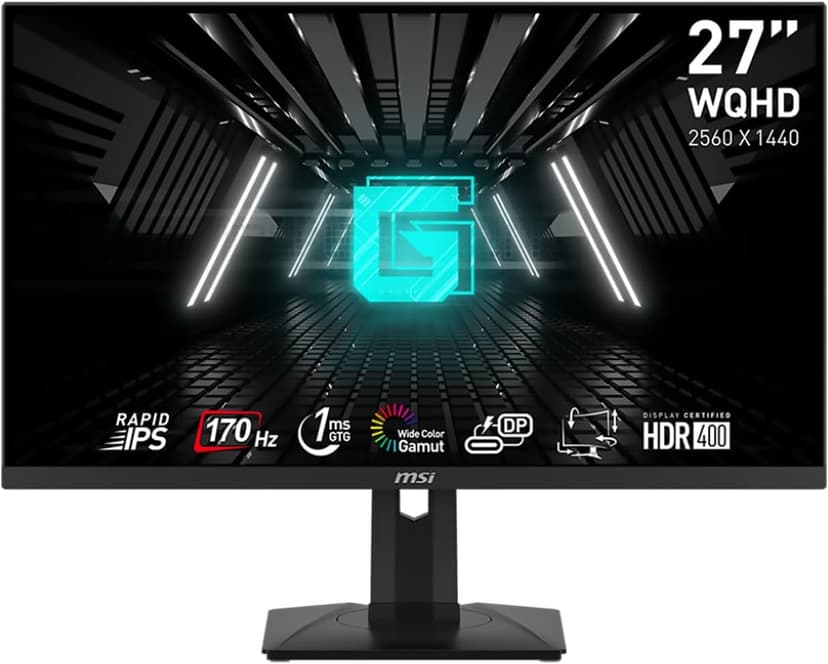 MSI G274QPF, 27" Gaming Monitor • 2560 x 1440 (2K WQHD) • Rapid IPS • 1ms • 170Hz • G-Sync Compatible • HDR 400 • USB-C • HDMI • Displayport • Tilt • Swivel • Height Adjustable • Pivot (Renewed)