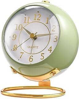 Tetino Analog Alarm Clocks,Retro Backlight Cute Simple Design Small Desk Clock with Night Light,Silent Non-Ticking,Battery Powered,for Kids,Bedroom,Travel,Kitchen,Bedside Desktop Decor.(Green)