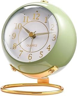 Tetino Analog Alarm Clocks,Retro Backlight Cute Simple Design Small Desk Clock with Night Light,Silent Non-Ticking,Battery Powered,for Kids,Bedroom,Travel,Kitchen,Bedside Desktop Decor.(Green)