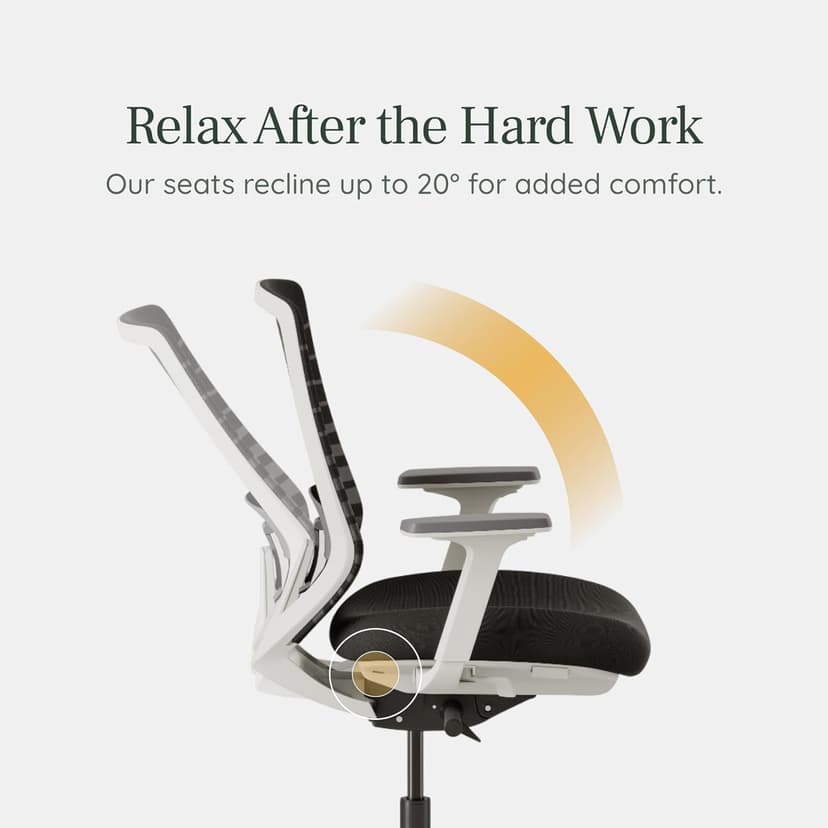 Branch Ergonomic Chair - A Versatile Desk Chair with Adjustable Lumbar Support, Breathable Mesh Backrest, and Smooth Wheels - Experience Optimal Comfort and Support - Graphite - White