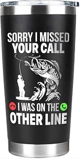 Funny Fish Gifts for Men - Sorry I Missed Your Call I Was On The Other Line Fish Tumbler - Fish Cup for Men - Fathers Day Christmas Birthday Fisherman Gifts - Fisherman Retirement Gift B0GQ3RCLNH
