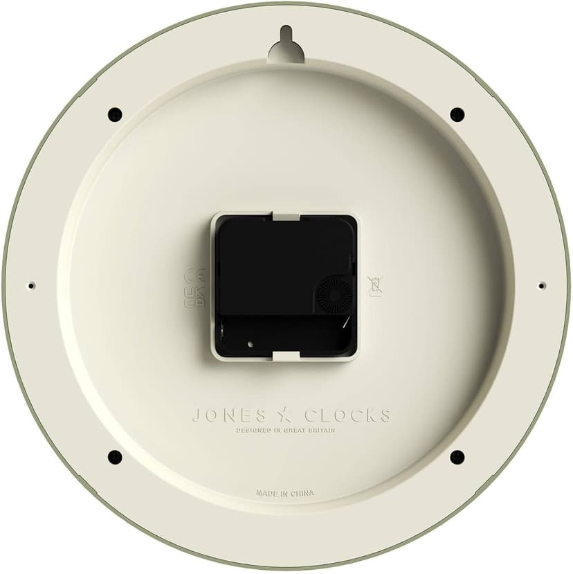 JONES CLOCKS® Frieze Wall Clock | Small Elegant Classic Round Clock | 23cm | Sage Green | Pretty Design Ideal for The Kitchen, Living Room, Bedroom, Large or Small Spaces