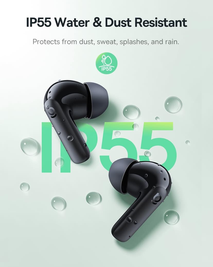 Baseus Bass BP1 NC Hybrid Active Noise Cancelling Wireless Earbuds, 12mm Super-Bass Driver, 41H Playtime, Bluetooth 6.0, IP55 Waterproof, 4-Mic AI ENC, 24 Customizable EQ