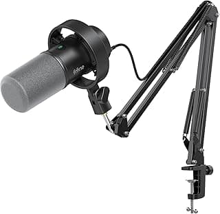 FIFINE K688 Podcast Microphone Kit, USB/XLR Dynamic Microphone with Boom Arm for PC/XLR Mixer, Gaming Mic with Mute Button, Headphone Jack for Vocal, Voice-Over, Streaming, Music Recording -K688CT