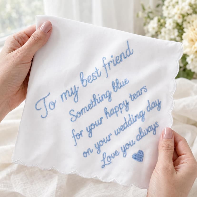 Lamyba Bride Gifts – Something Blue Gift for Bride Groom Mother/Father of the Bride, Mother in Law Handkerchief, (Blue/White) B0H2641W6W