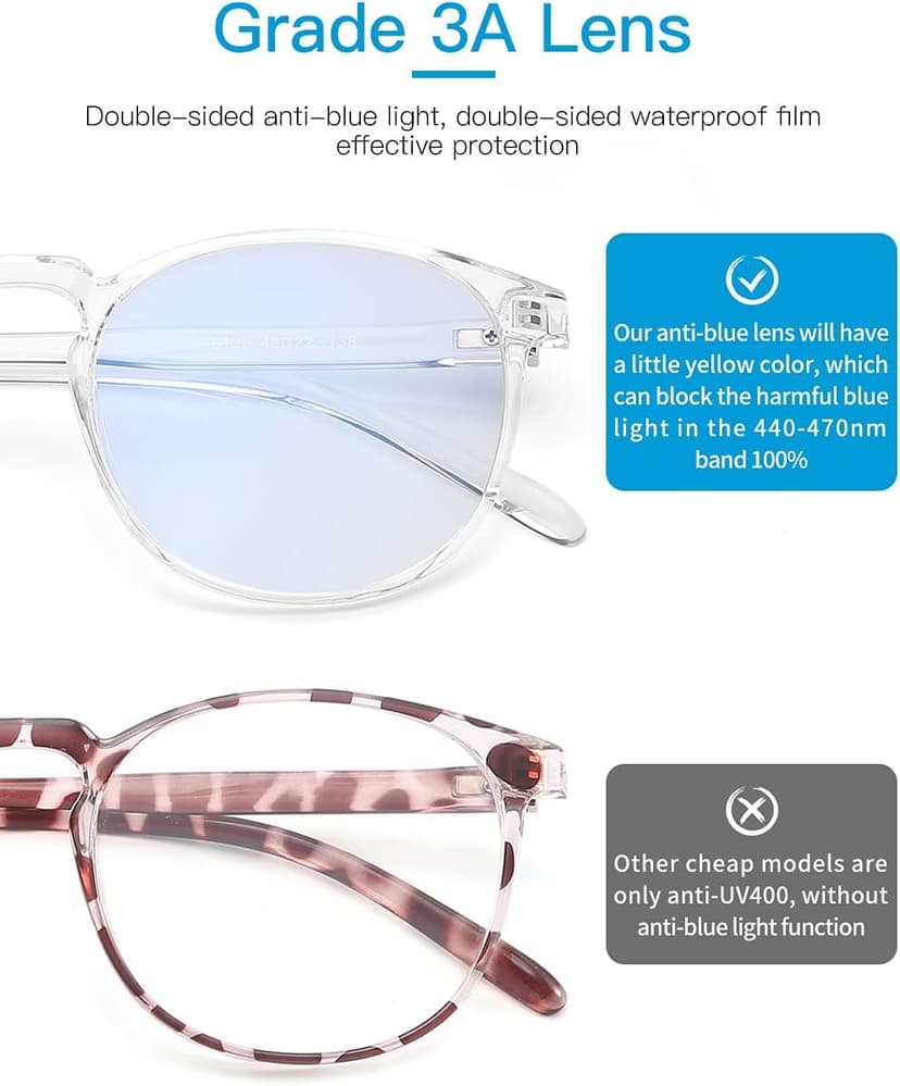 CNLO Blue Light Blocking Glasses,Computer Glasses,Anti Eyestrain, Lightweight Frame Eyeglasses,Men/Women… (Crystal)