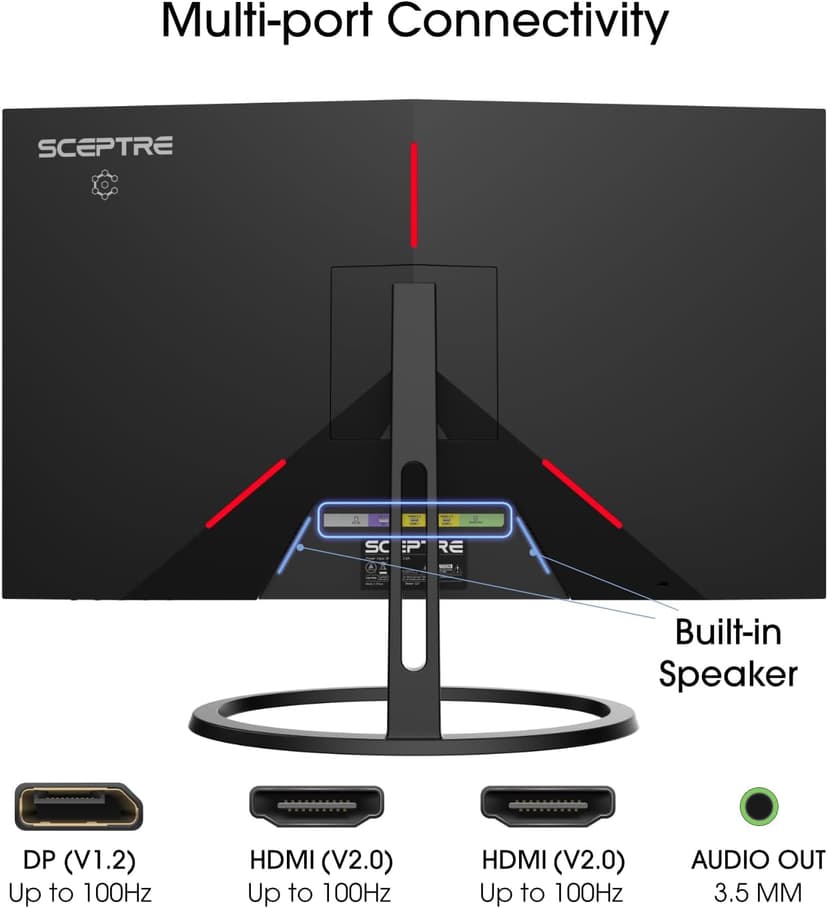 Sceptre IPS 27 Inch 2K 2560 x 1440p QHD 75Hz DisplayPort HDMI 99% sRGB Build-in Speakers Machine Black (E275W-QPT)