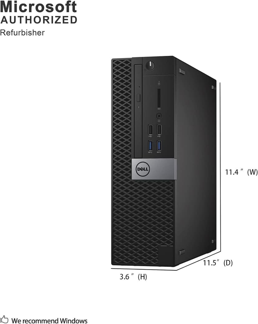Dell Optiplex 3040 SFF Business Desktop PC, Core i3-6100 3.7GHz, 8GB RAM, 256GB Solid State Drive, HDMI, RJ45, Windows 11 Pro 64bit (Renewed)
