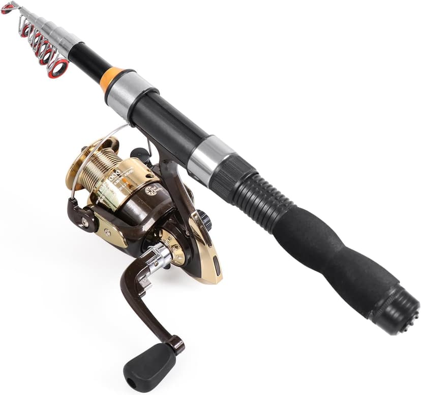 Telescopic Collapsible Extendable Fishing Rod for Saltwater and Freshwater, Lightweight and Compact Design