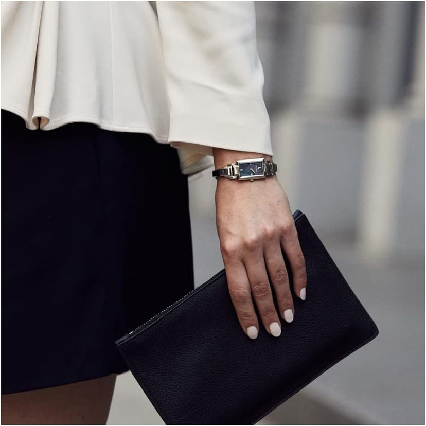 Bulova Ladies' Classic Diamond Dial Quartz Stainless Steel Watch, Rectangle, Mother-of-Pearl