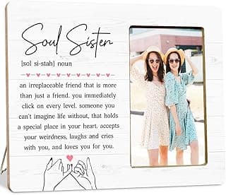 Soul Sister Gifts Picture Frame for BBF Friends Bestie, Long Distance Friendship Wooden Picture Frames