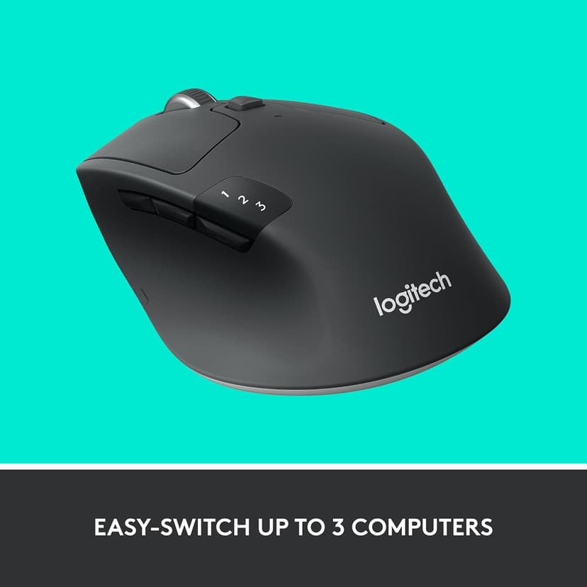 Logitech M720 Triathlon Wireless Mouse, Bluetooth, USB Unifying Receiver, 1000 DPI, 6 Programmable Buttons, 2-Year Battery, Compatible with Laptop, PC, Mac, iPadOS - Black