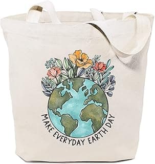 Make Everyday Earth Day Canvas Tote Bag for Women Aesthetic Eco-Friendly Reusable Grocery Shopping Bags Funny Gift