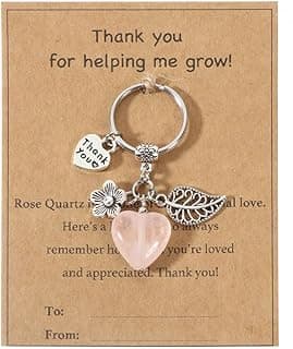 Teacher Appreciation Natural Crystal Keychain, Christmas Valentines Day Thank You for Helping Me Grow Teacher Gifts