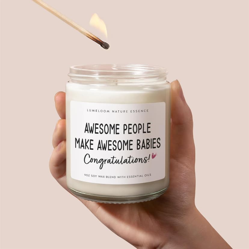 Gender Reveal Gifts, New Parents Gifts for Couples- 9oz Lavender Scented Soy Wax Candle- Presents for New Mom, Mom to Be, Expecting Mother, Pregnancy Women