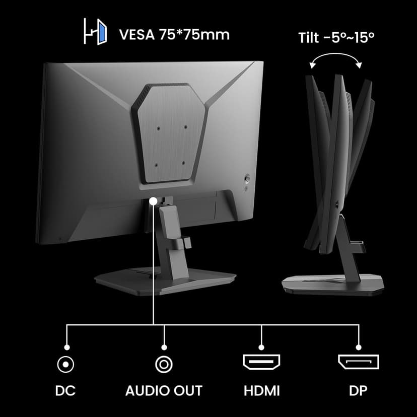 SANSUI 24" 1ms 160Hz Gaming Monitor, FHD 1080P Computer Screen, FreeSync Sync, 4000:1 Contrast, 110% sRGB, HDMI & DP Ports, VESA Mount, HDMI Cable Included