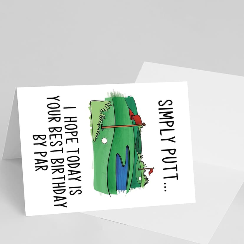 Thick 5.3in x 8in Card Stock with Premium Envelope,Blank Inside for Personal Message,Birthday Decoration for Men YiKaLus Funny Golf Birthday Card,Sports Bday Gift for Men Husband Dad B0CTQ8RQY7